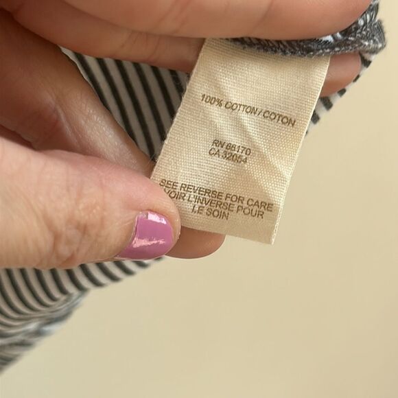 Free People Top Womens 4 Striped Crochet Lace Tie Neck Bell Sleeve Gray Boho - Picture 7 of 7